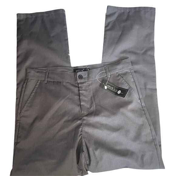 Delie Men's Lightweight Quality Gray Dress Pants Size XXL 34 x 30 NWT - Picture 1 of 7